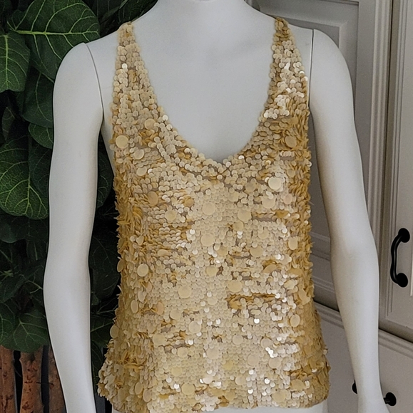 City DKNY Gold sequined silk cami top size 12 - Picture 14 of 14